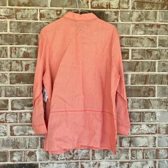 Westbound Coral 100% Linen Long Sleeved Button Down Shirt NWT - Picture 10 of 12